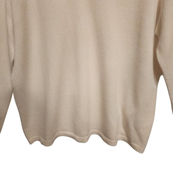 Lands' End Women’s Ivory 100% Cashmere V-Neck Sweater Plus Size 1X 16W-18W - Picture 3 of 7
